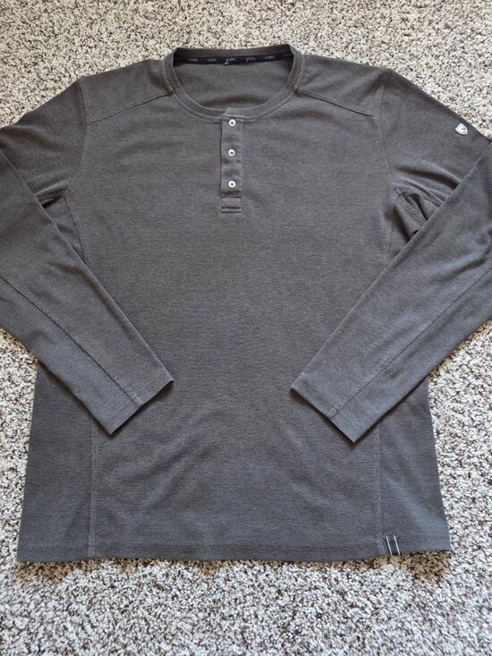 Kuhl Other - Kuhl Enticer Henley Men's XL Brown Long Sleeve Stretch Ribbed Shirt Stretch FLAW